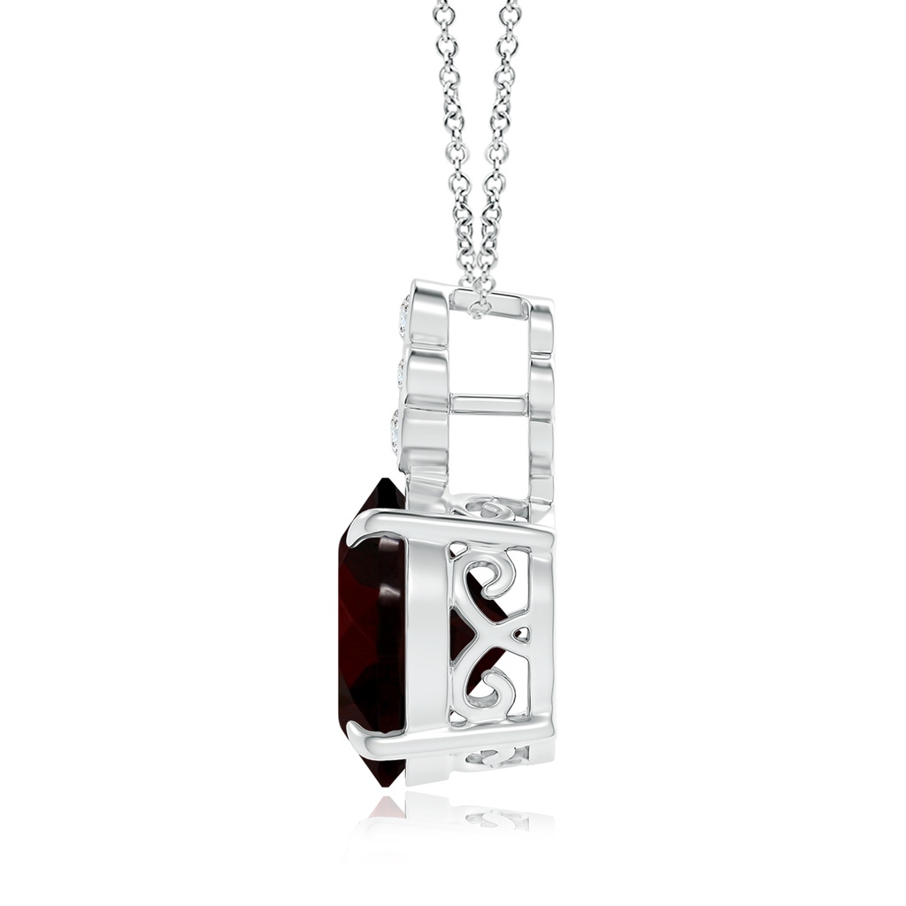 13.21x13.13x6.7mm AAAA GIA Certified Claw-Set Garnet Pendant with Bezel Diamonds in White Gold - side 199