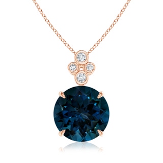 13.14x13.05x8.46mm AAAA GIA Certified London Blue Topaz Pendant with Diamonds in 18K Rose Gold