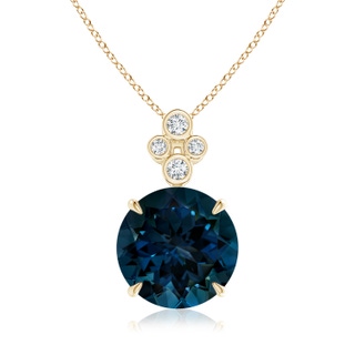 13.14x13.05x8.46mm AAAA GIA Certified London Blue Topaz Pendant with Diamonds in 9K Yellow Gold