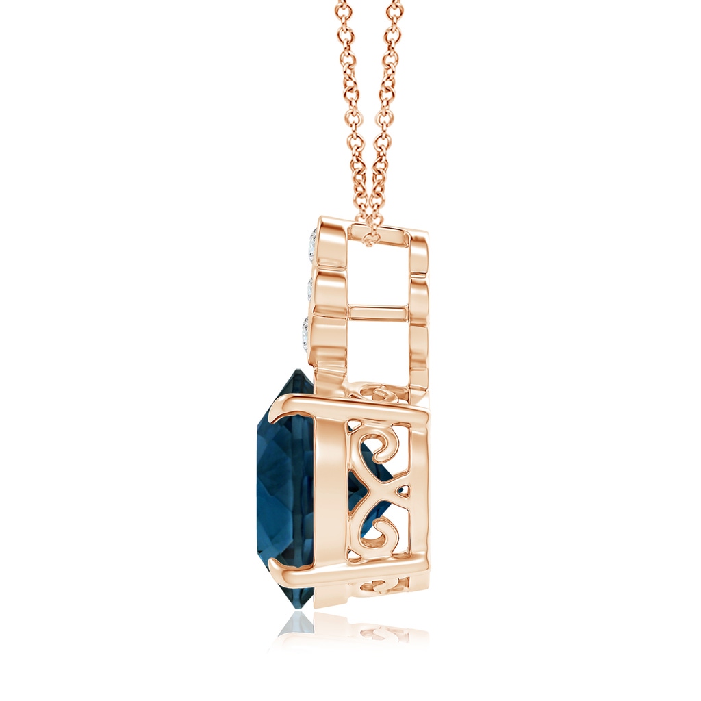 13.14x13.05x8.46mm AAAA GIA Certified London Blue Topaz Pendant with Diamonds in Rose Gold Side 199