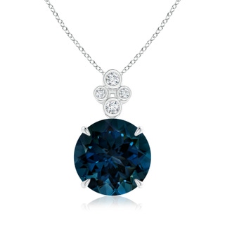 13.14x13.05x8.46mm AAAA GIA Certified London Blue Topaz Pendant with Diamonds in White Gold