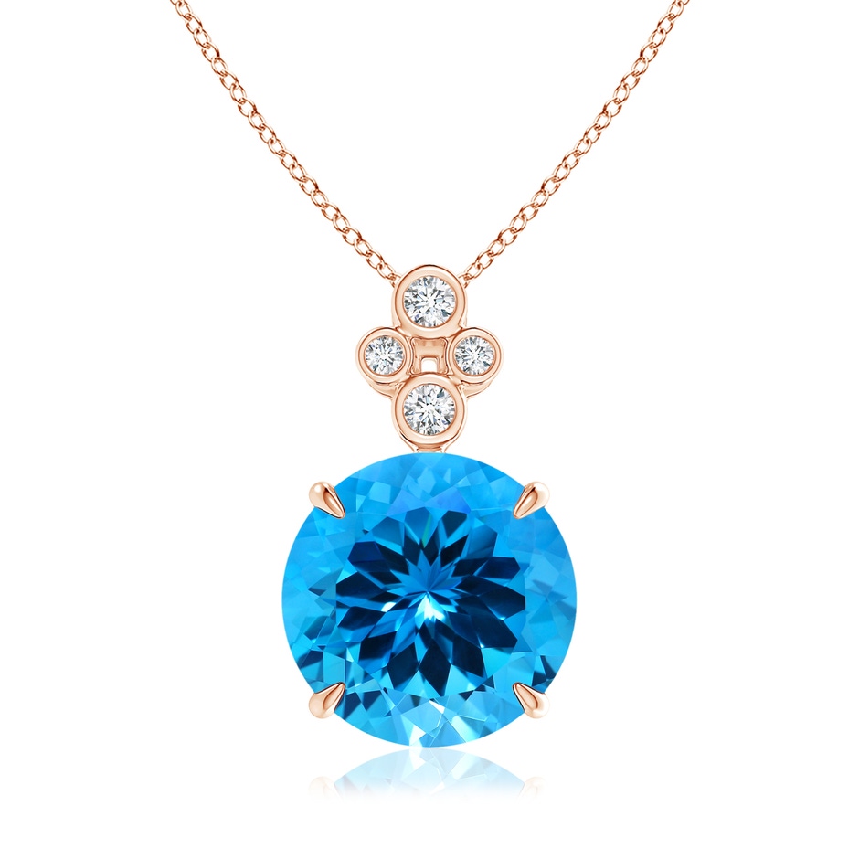 13.08x13.01x8.64mm AAAA GIA Certified Swiss Blue Topaz Pendant with Diamonds in 18K Rose Gold 