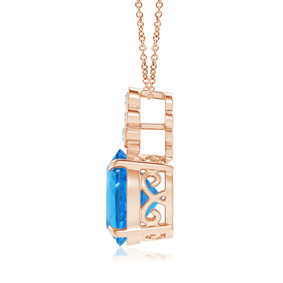 13.08x13.01x8.64mm AAAA GIA Certified Swiss Blue Topaz Pendant with Diamonds in 18K Rose Gold side 199