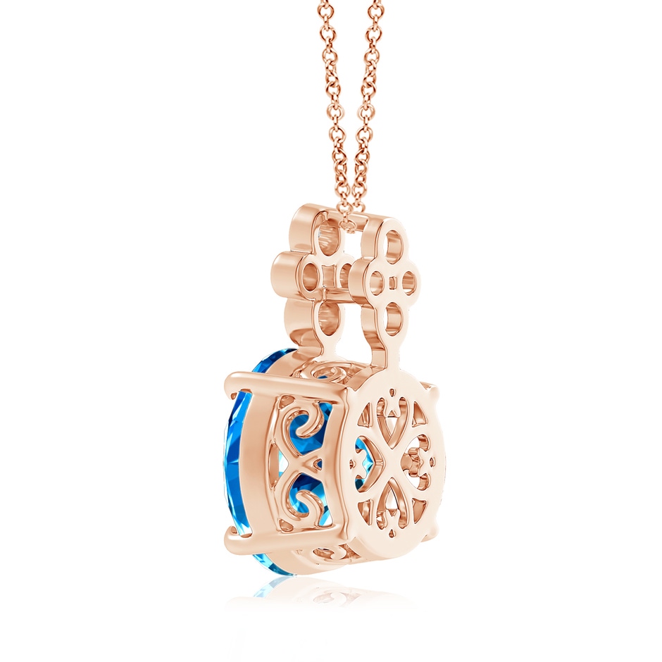 13.08x13.01x8.64mm AAAA GIA Certified Swiss Blue Topaz Pendant with Diamonds in 18K Rose Gold side 399