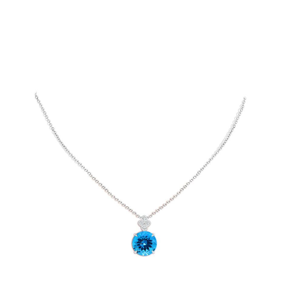13.08x13.01x8.64mm AAAA GIA Certified Swiss Blue Topaz Pendant with Diamonds in 18K White Gold pen