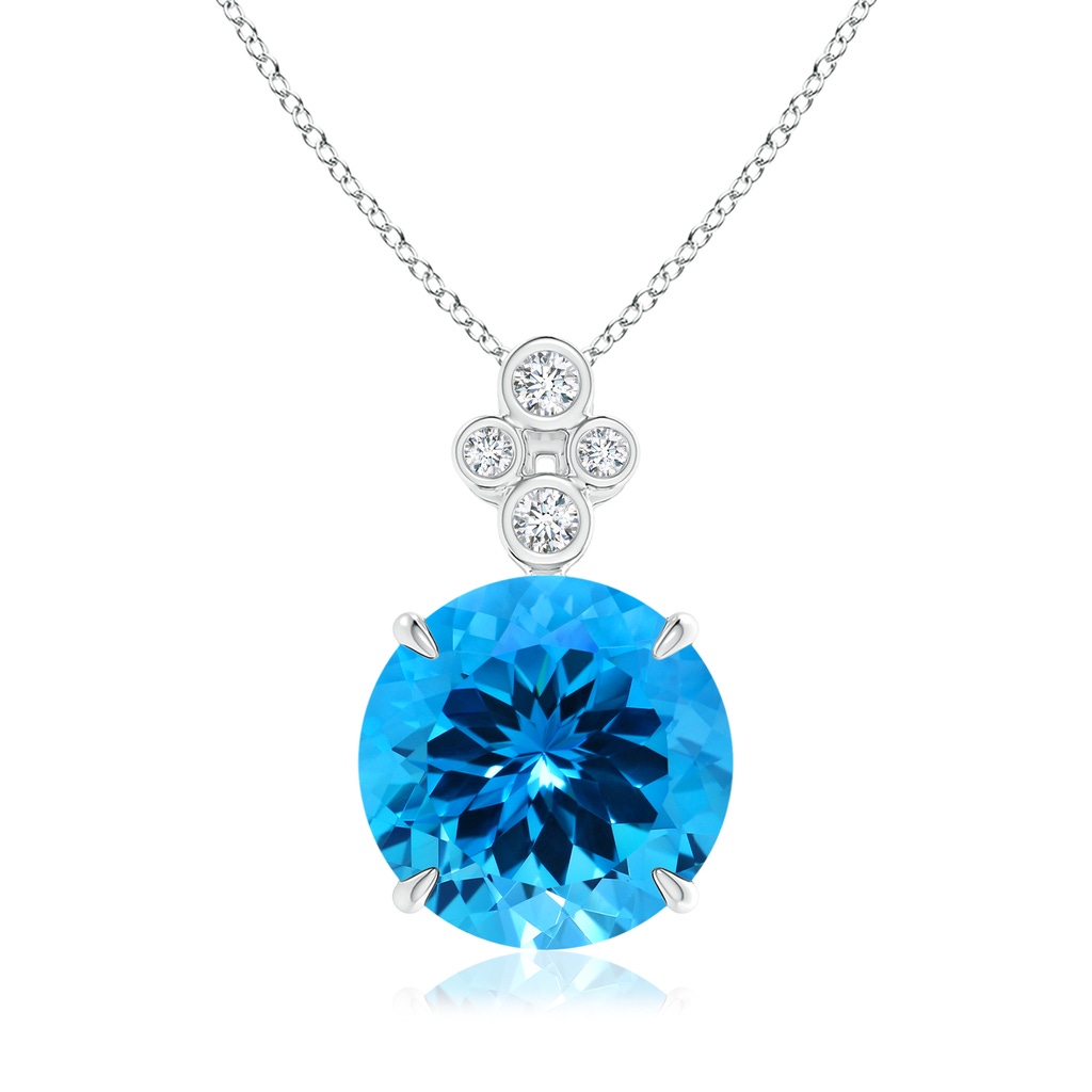 13.08x13.01x8.64mm AAAA GIA Certified Swiss Blue Topaz Pendant with Diamonds in White Gold 