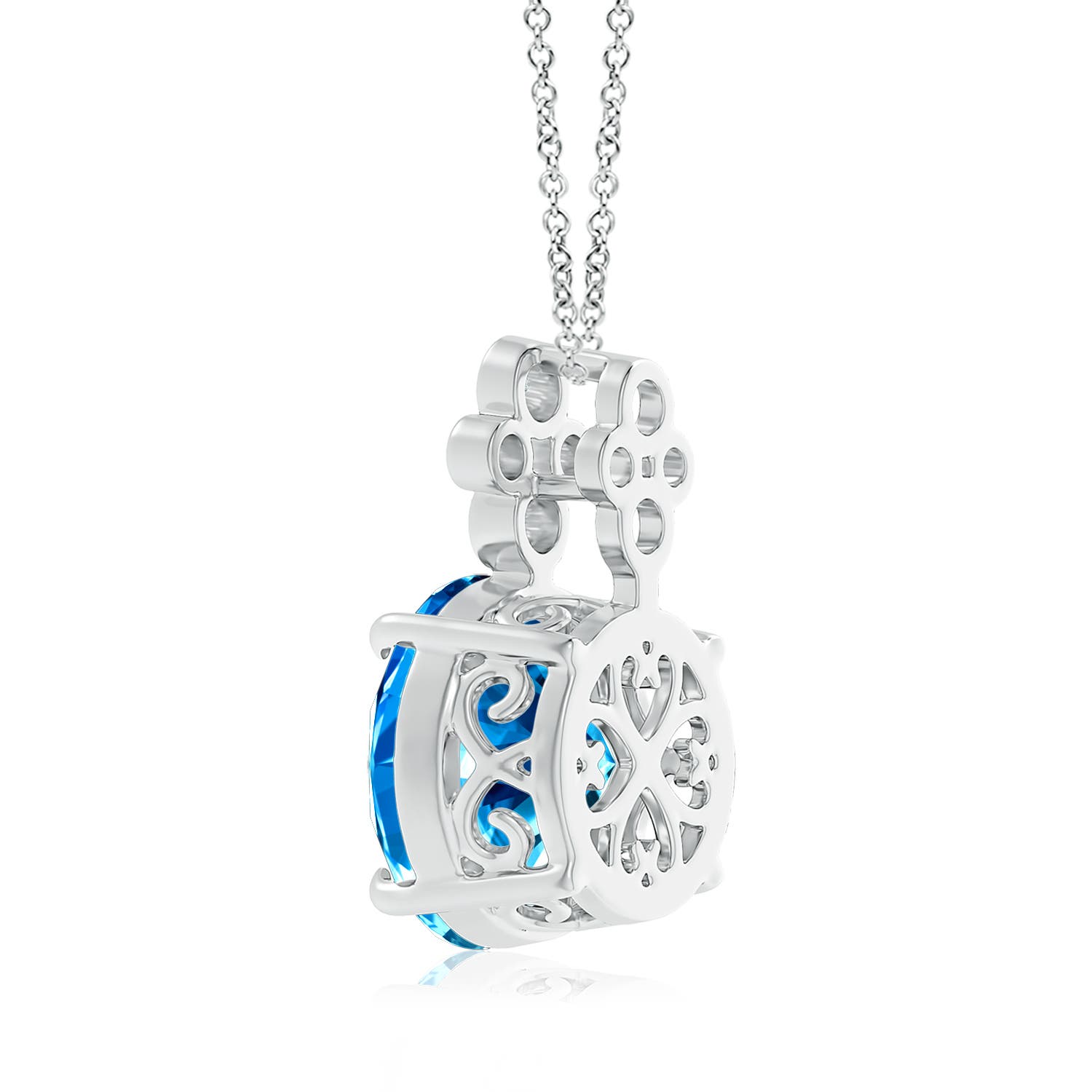 13.08x13.01x8.64mm AAAA GIA Certified Swiss Blue Topaz Pendant with Diamonds in White Gold - side 5