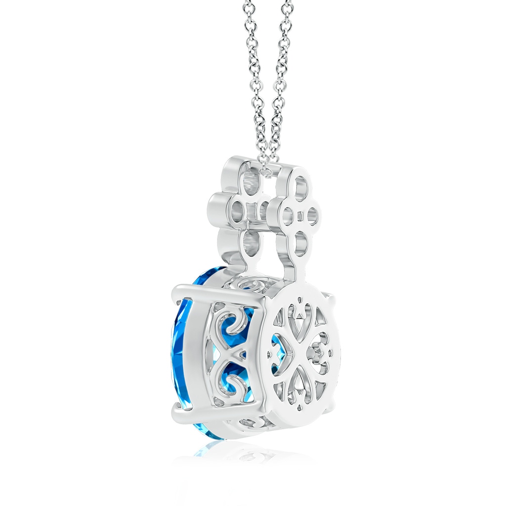 13.08x13.01x8.64mm AAAA GIA Certified Swiss Blue Topaz Pendant with Diamonds in White Gold Side 399