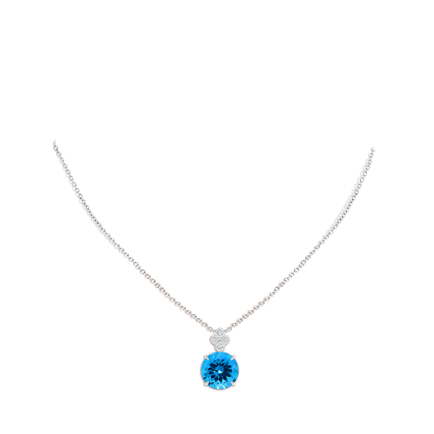 13.08x13.01x8.64mm AAAA GIA Certified Swiss Blue Topaz Pendant with Diamonds in White Gold - body_neck
