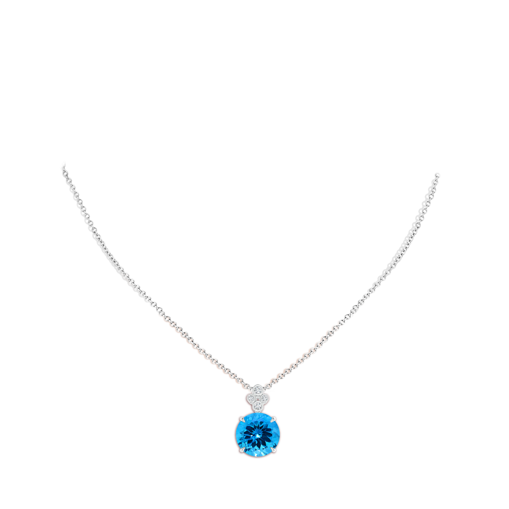 13.08x13.01x8.64mm AAAA GIA Certified Swiss Blue Topaz Pendant with Diamonds in White Gold pen