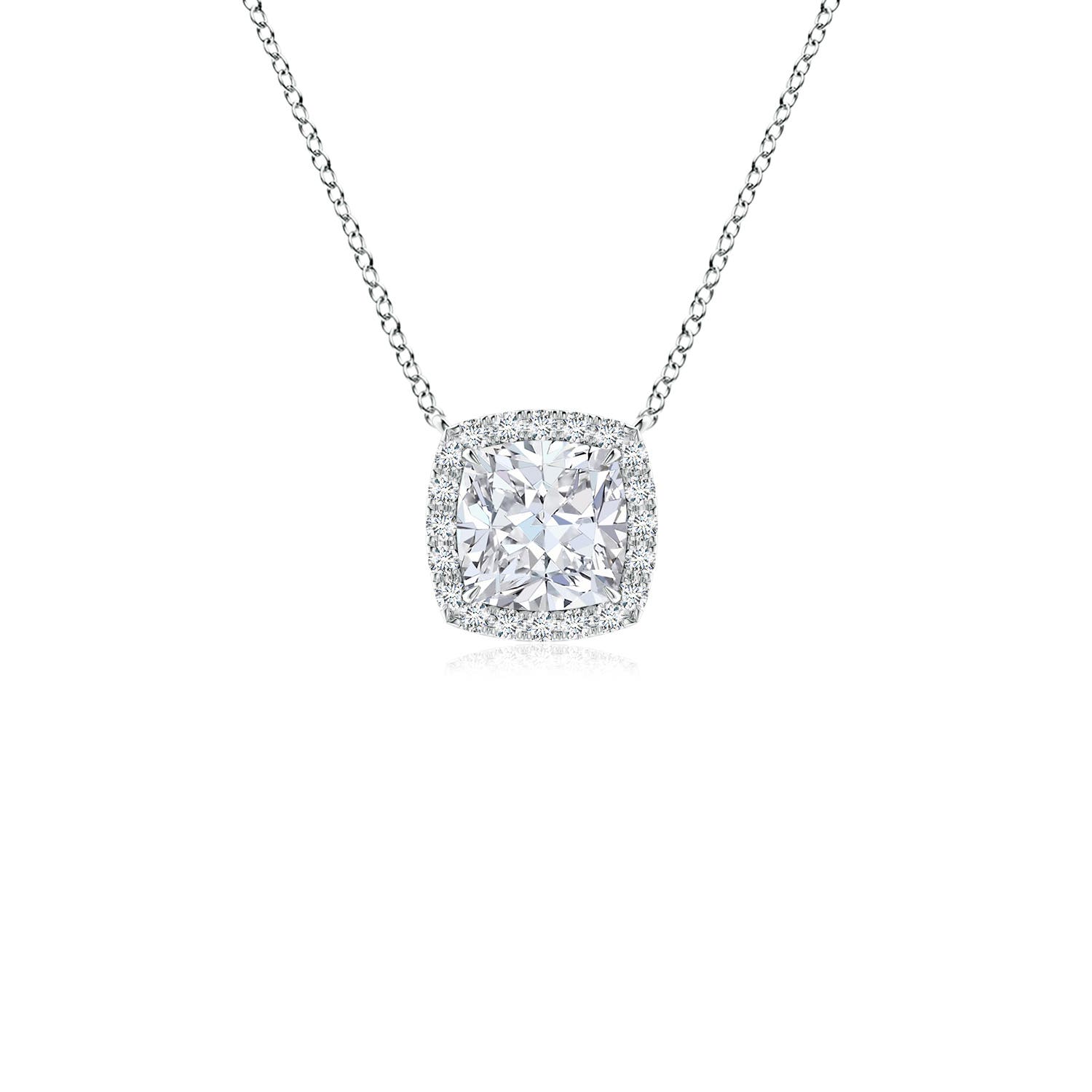 Silver Cushion Diamond Classic Pendants Handcrafted by Experts @Angara