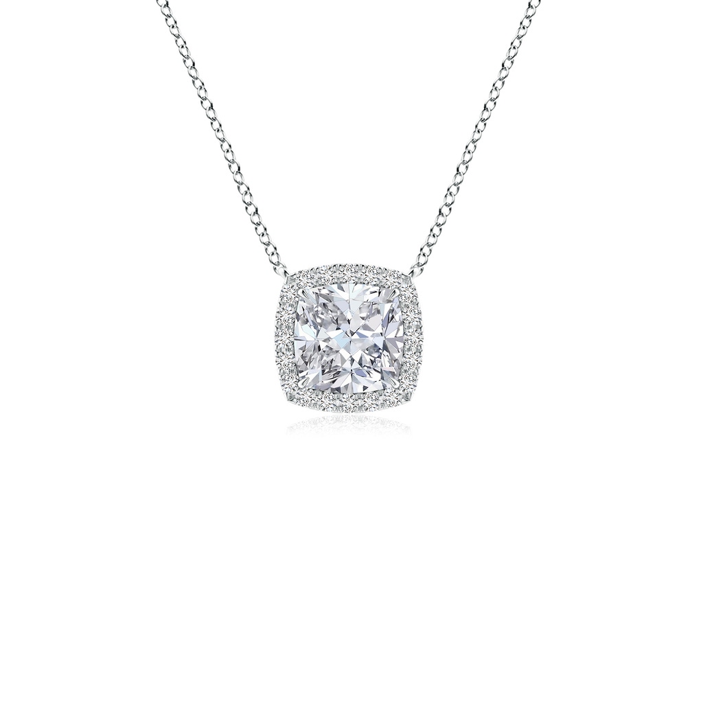 5mm HSI2 Cushion Diamond Halo Pendant with Filigree in White Gold