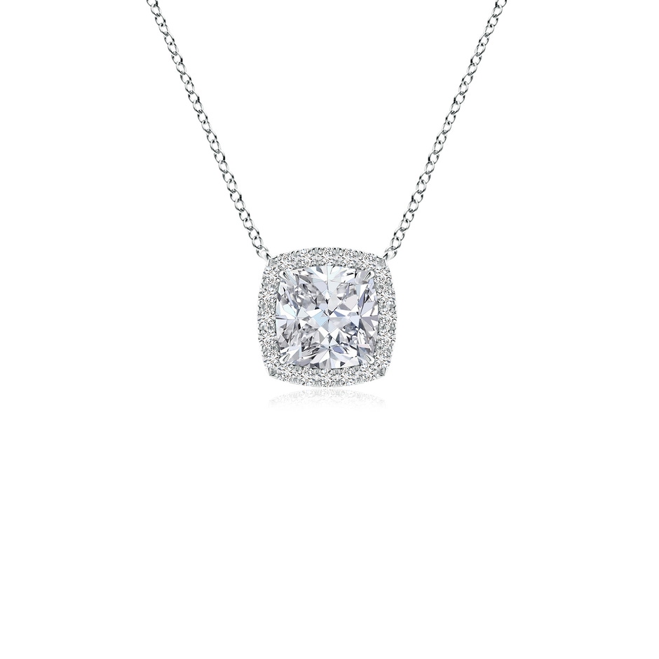 5mm HSI2 Cushion Diamond Halo Pendant with Filigree in White Gold 