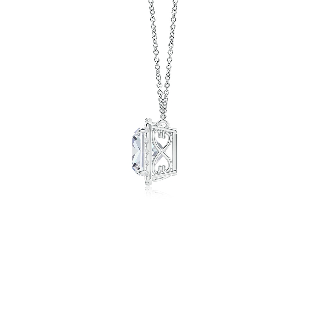 5mm HSI2 Cushion Diamond Halo Pendant with Filigree in White Gold Side 199