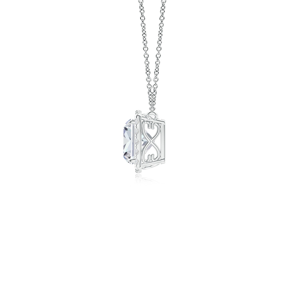 5mm HSI2 Cushion Diamond Halo Pendant with Filigree in White Gold side 199