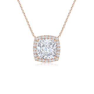 7mm GVS2 Cushion Diamond Halo Pendant with Filigree in Rose Gold