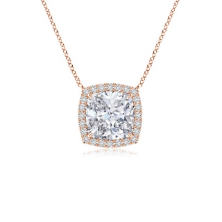 7mm HSI2 Cushion Diamond Halo Pendant with Filigree in Rose Gold