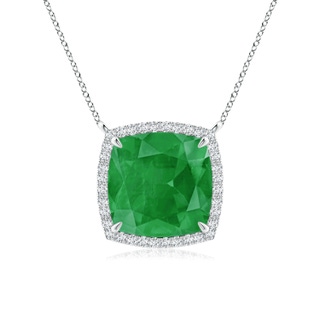 10mm A Cushion Emerald Halo Pendant with Filigree in P950 Platinum