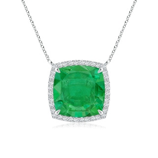 10mm AA Cushion Emerald Halo Pendant with Filigree in P950 Platinum