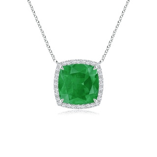 8mm A Cushion Emerald Halo Pendant with Filigree in P950 Platinum