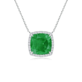 8mm A Cushion Emerald Halo Pendant with Filigree in S999 Silver