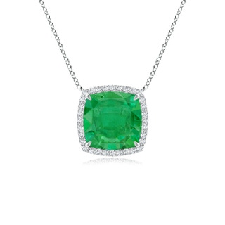 8mm AA Cushion Emerald Halo Pendant with Filigree in S999 Silver