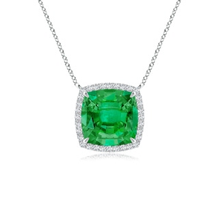8mm AAA Cushion Emerald Halo Pendant with Filigree in S999 Silver