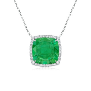 9mm AA Cushion Emerald Halo Pendant with Filigree in S999 Silver