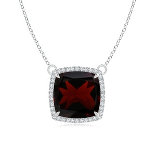 12mm A Cushion Garnet Halo Pendant with Filigree in P950 Platinum