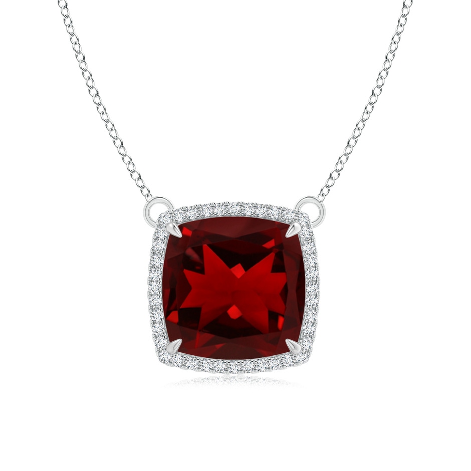 12mm AAAA Cushion Garnet Halo Pendant with Filigree in P950 Platinum 