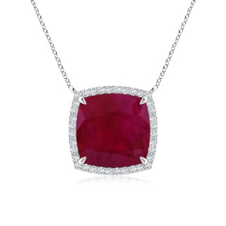 10mm A Cushion Ruby Halo Pendant with Filigree in P950 Platinum