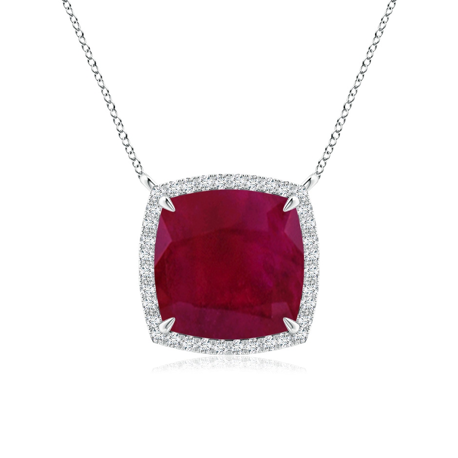 10mm A Cushion Ruby Halo Pendant with Filigree in P950 Platinum 