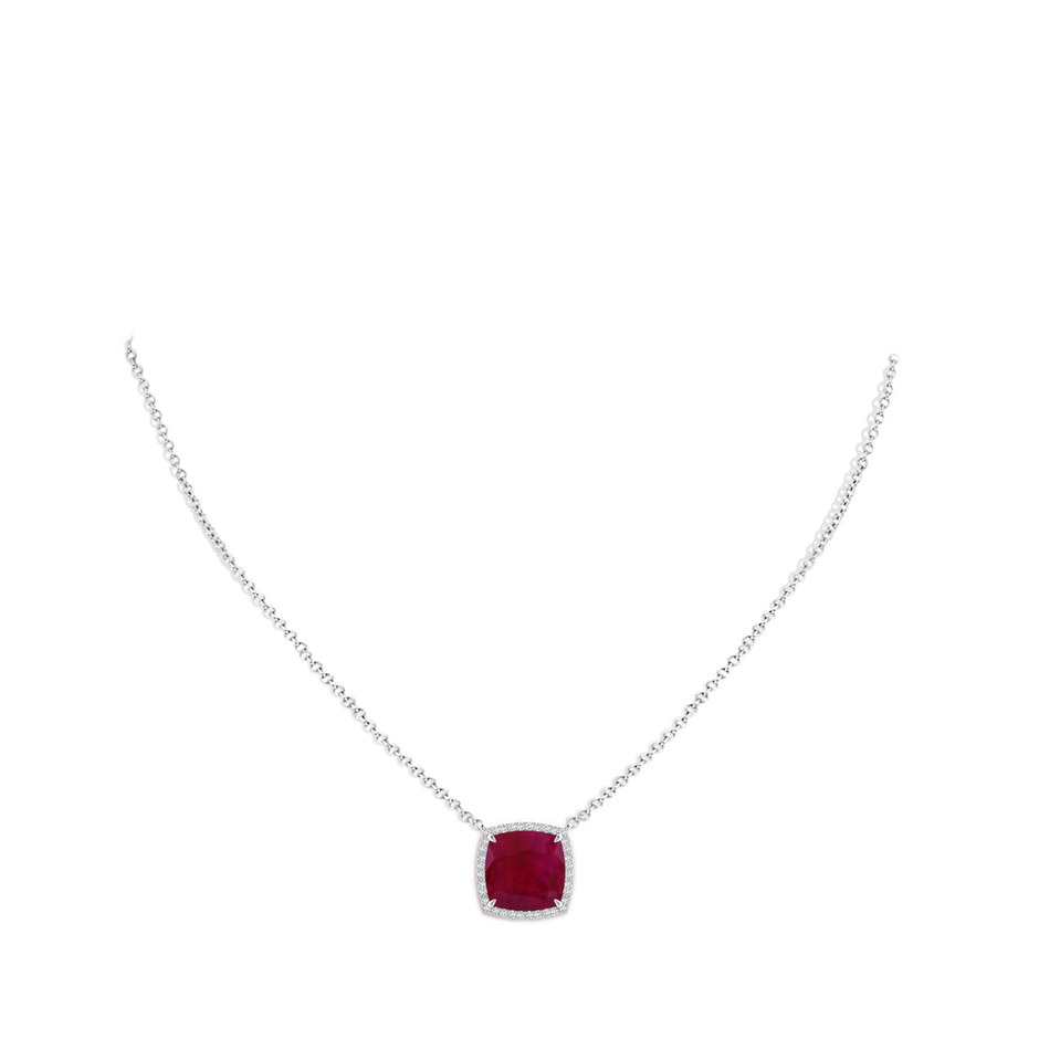 10mm A Cushion Ruby Halo Pendant with Filigree in P950 Platinum pen