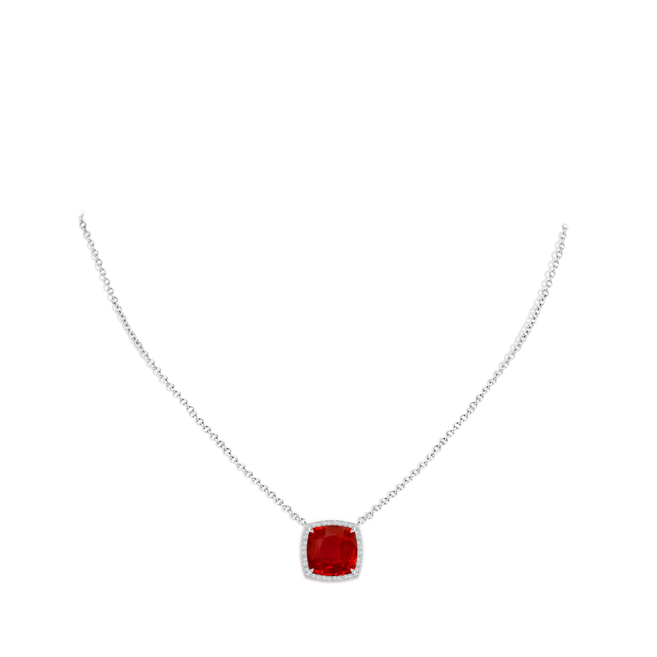 10mm AAA Cushion Ruby Halo Pendant with Filigree in S999 Silver pen