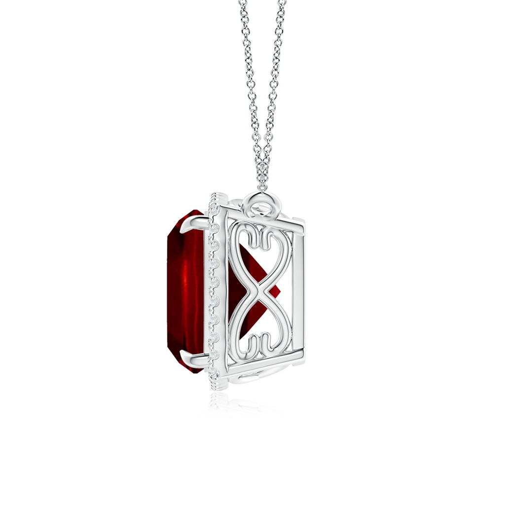 10mm AAAA Cushion Ruby Halo Pendant with Filigree in S999 Silver Side 199