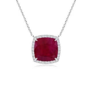 8mm A Cushion Ruby Halo Pendant with Filigree in P950 Platinum