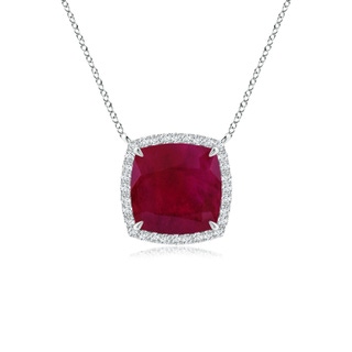 8mm A Cushion Ruby Halo Pendant with Filigree in S999 Silver