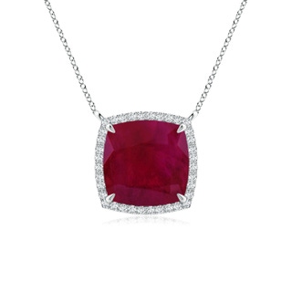 9mm A Cushion Ruby Halo Pendant with Filigree in P950 Platinum