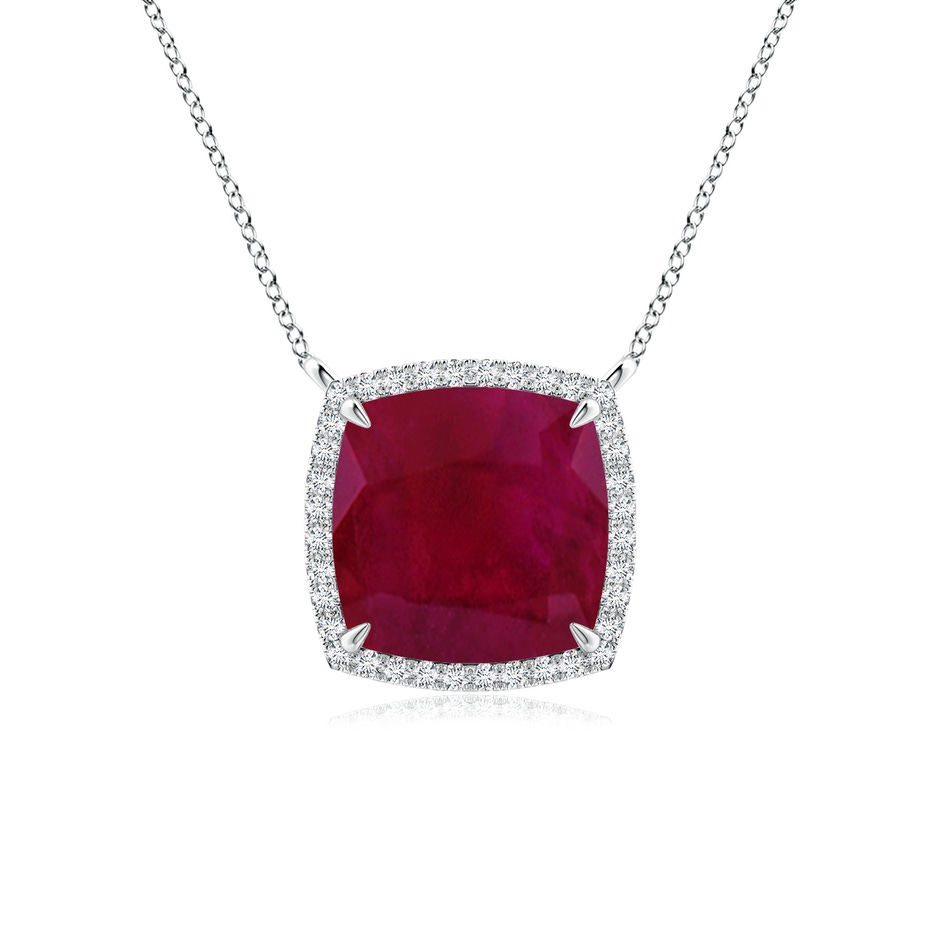 9mm A Cushion Ruby Halo Pendant with Filigree in P950 Platinum 