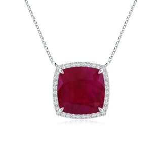 9mm A Cushion Ruby Halo Pendant with Filigree in S999 Silver