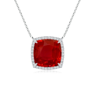 9mm AAA Cushion Ruby Halo Pendant with Filigree in P950 Platinum