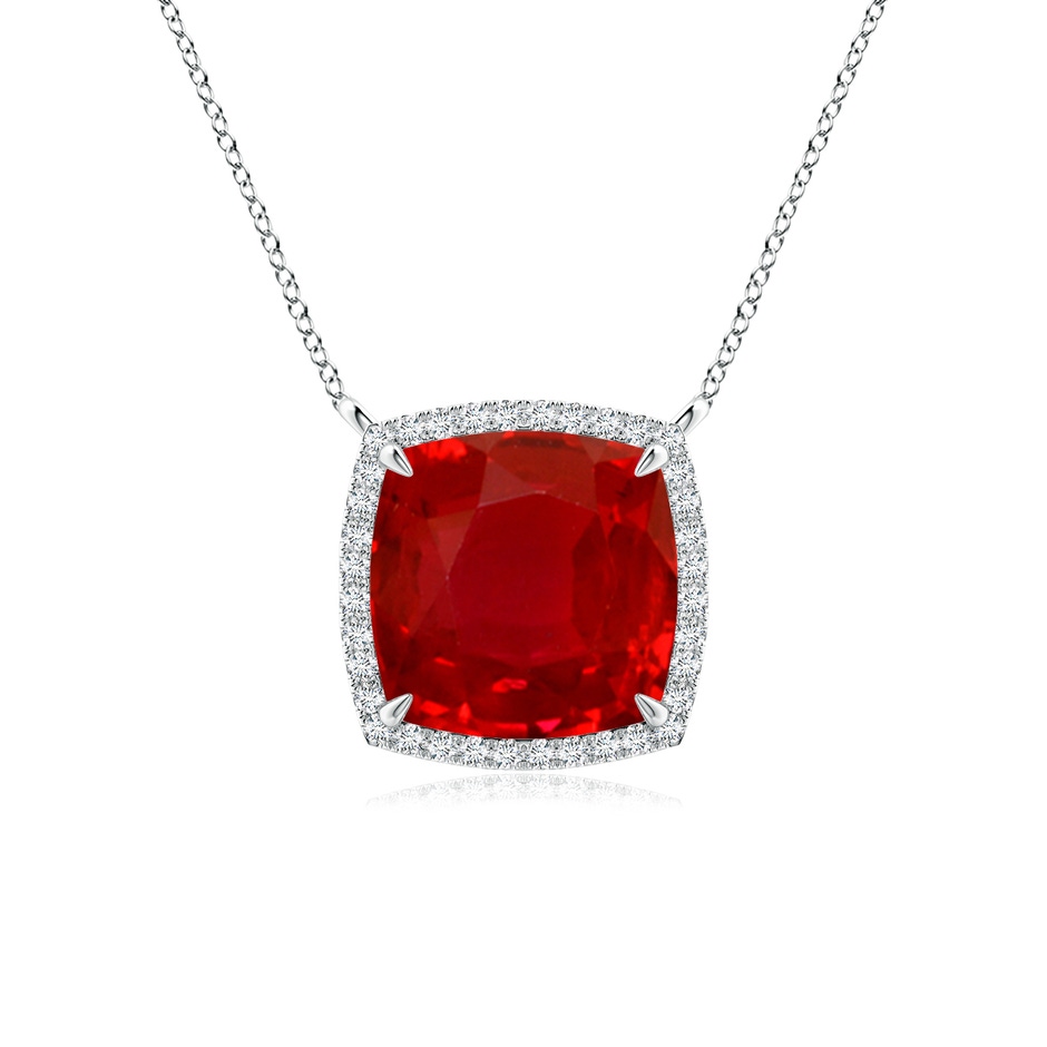 9mm AAA Cushion Ruby Halo Pendant with Filigree in P950 Platinum 