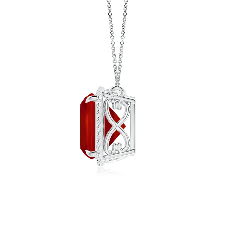 9mm AAA Cushion Ruby Halo Pendant with Filigree in P950 Platinum side 199