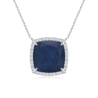 10mm A Cushion Blue Sapphire Halo Pendant with Filigree in P950 Platinum