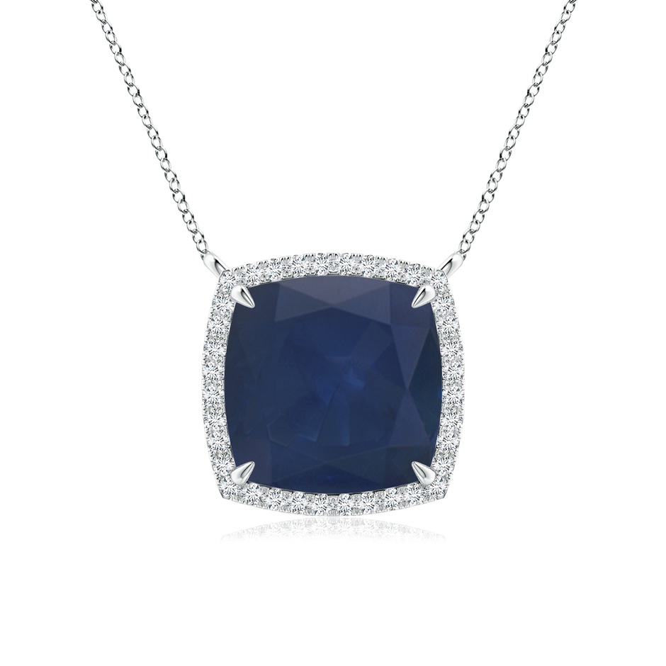 10mm A Cushion Blue Sapphire Halo Pendant with Filigree in P950 Platinum 