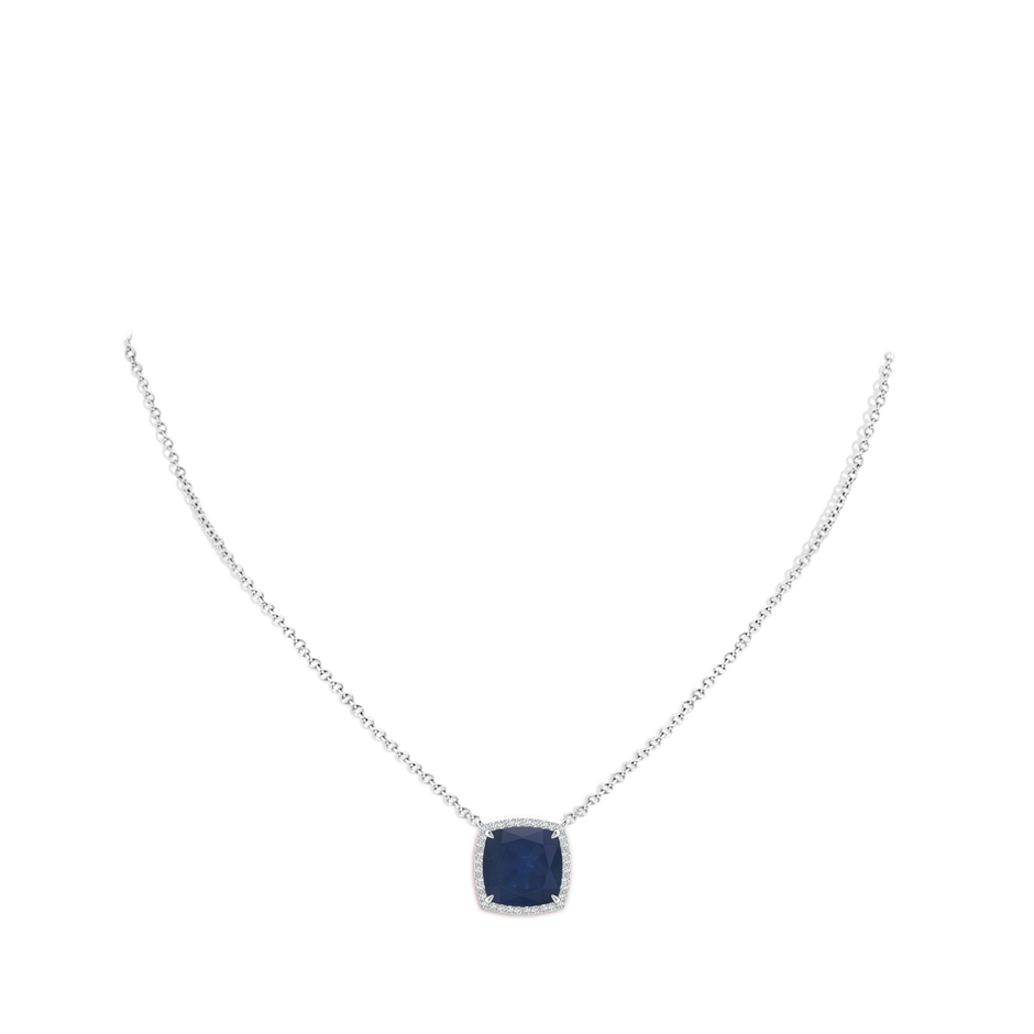 10mm A Cushion Blue Sapphire Halo Pendant with Filigree in P950 Platinum pen