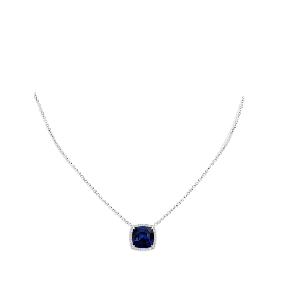 10mm AAA Cushion Blue Sapphire Halo Pendant with Filigree in P950 Platinum pen