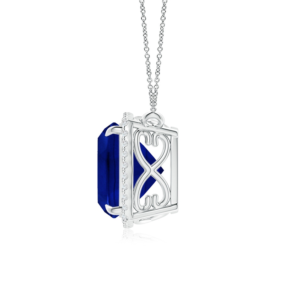 10mm AAAA Cushion Blue Sapphire Halo Pendant with Filigree in P950 Platinum side 199