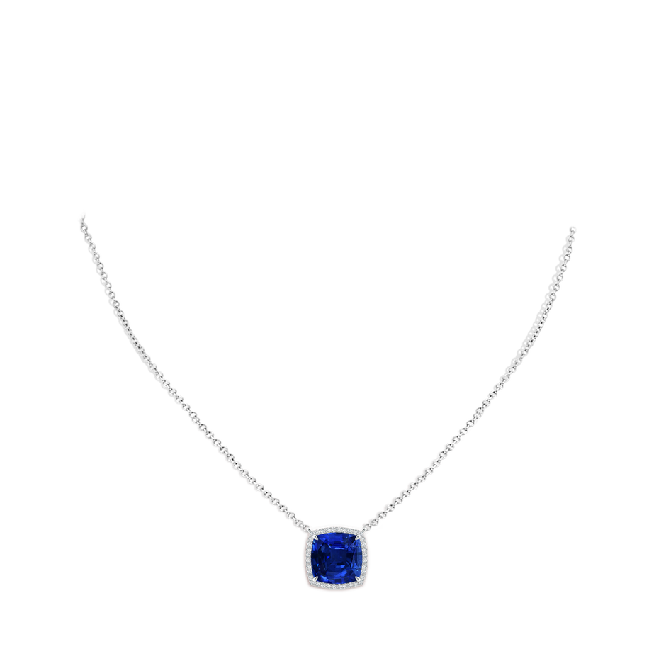 10mm AAAA Cushion Blue Sapphire Halo Pendant with Filigree in P950 Platinum pen