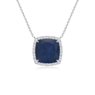 8mm A Cushion Blue Sapphire Halo Pendant with Filigree in P950 Platinum